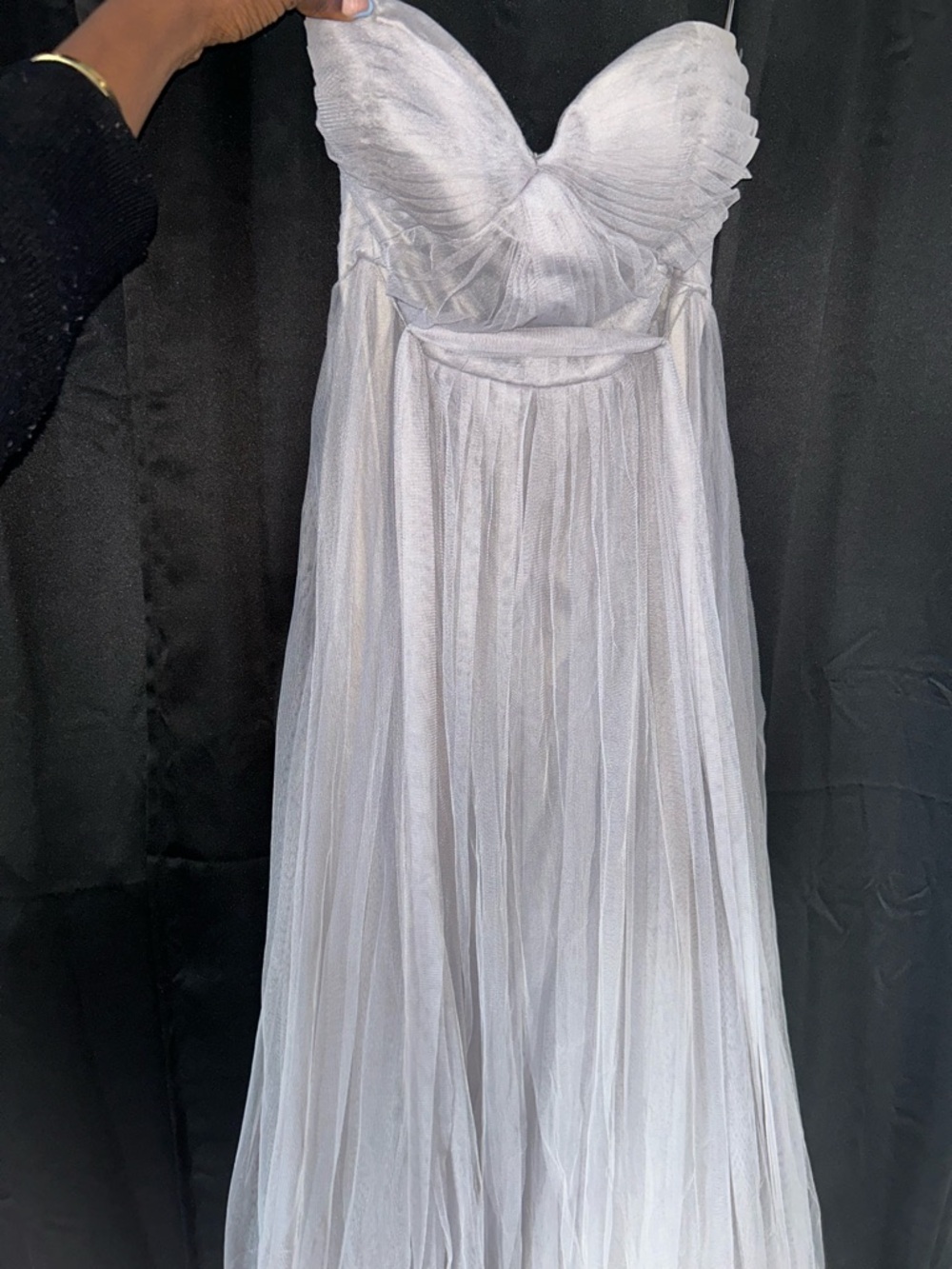 Windsor Strapless Gray Pleated Gown